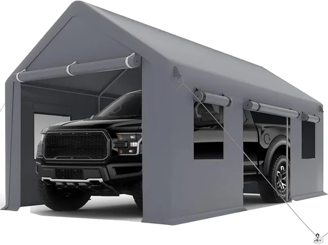 Carport portable grey heavy-duty