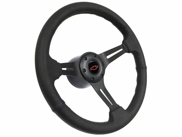 Leather Steering black red 14 inch