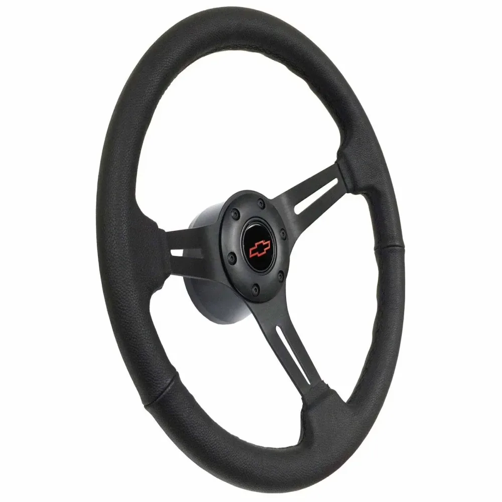Leather Steering black red 14 inch