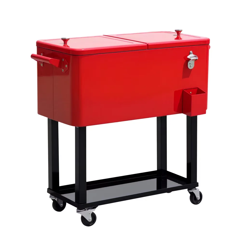 Cooler Cart 80 quart red