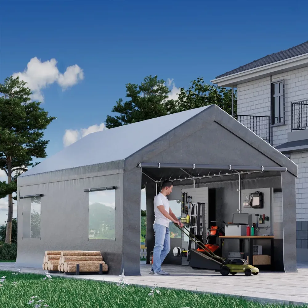 Carport 20 ft portable gray