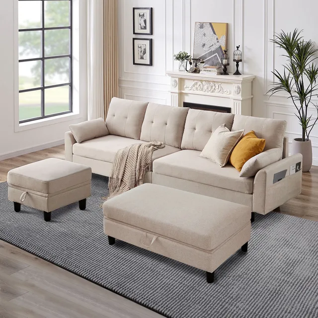 Living Room gray beige 102.4"