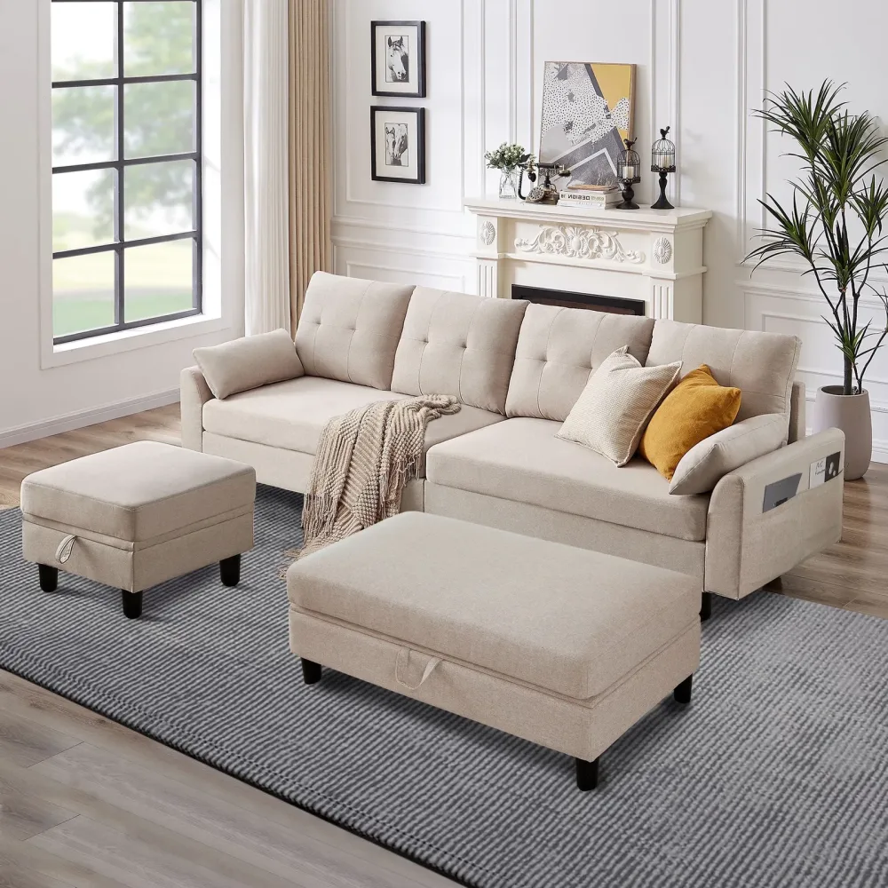Living Room gray beige 102.4"