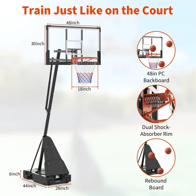 Basketball Hoop 52 inch 4.9-10ft 48"