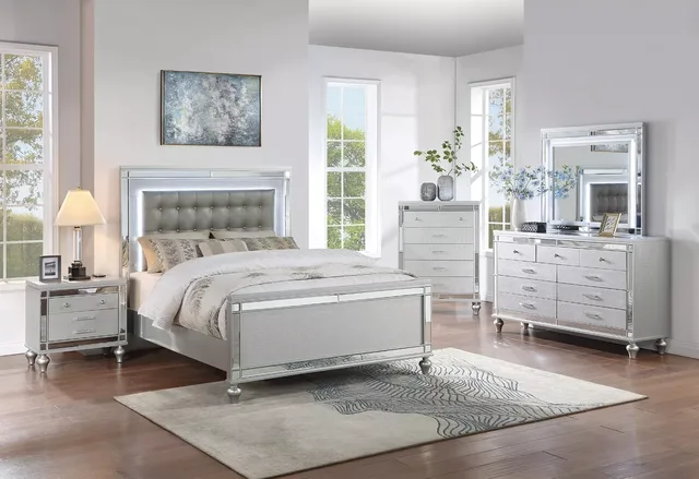 Bedroom Furniture led silver 63"