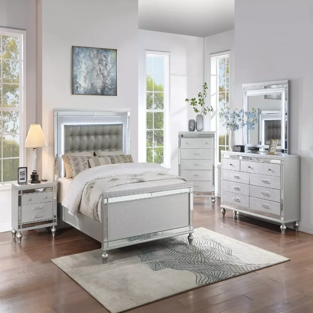 Bedroom Furniture led silver 63"