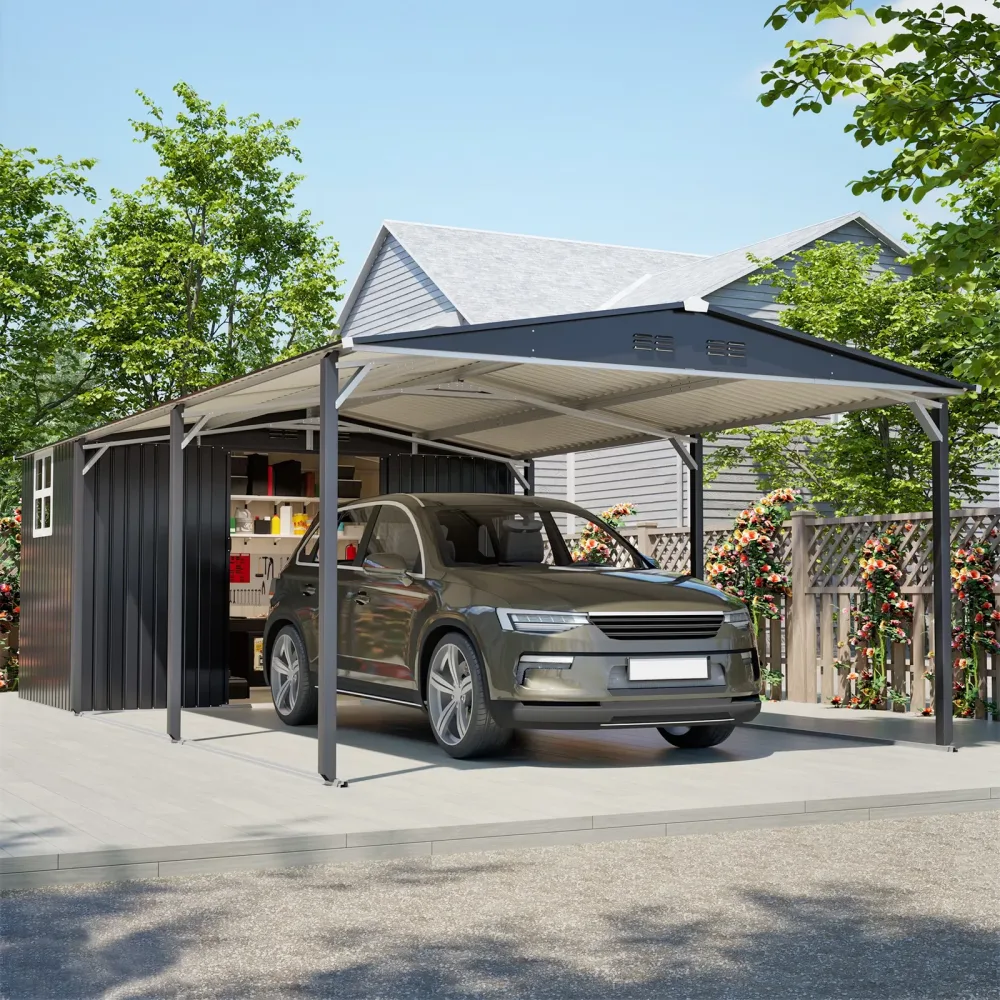 Metal Carport gray 276 inches 142.5 inches