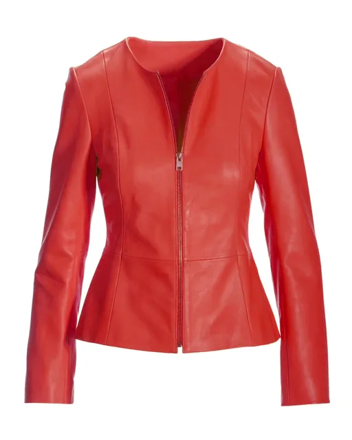 Leather Jacket black red adjustable
