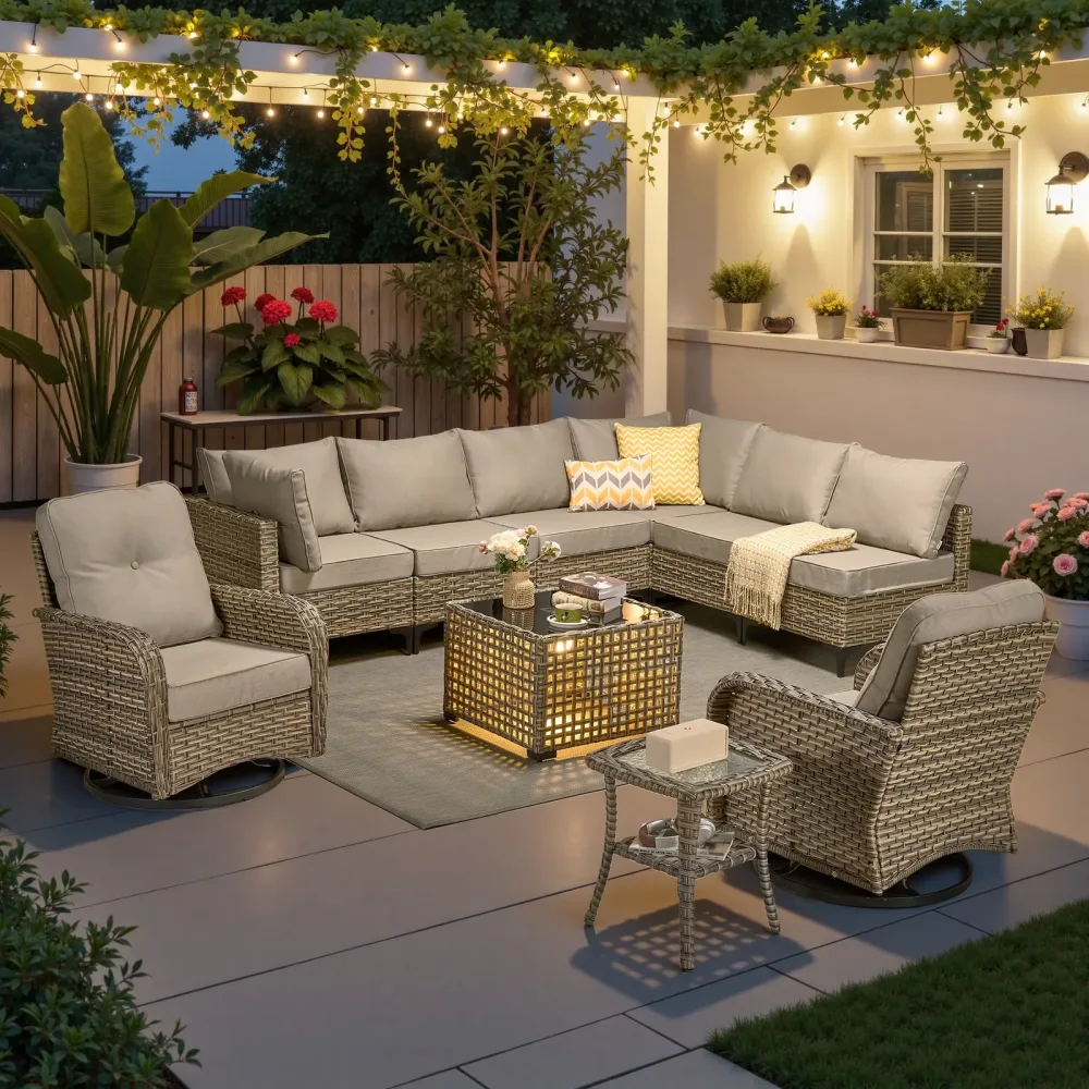 Patio Furniture gray beige 8 people