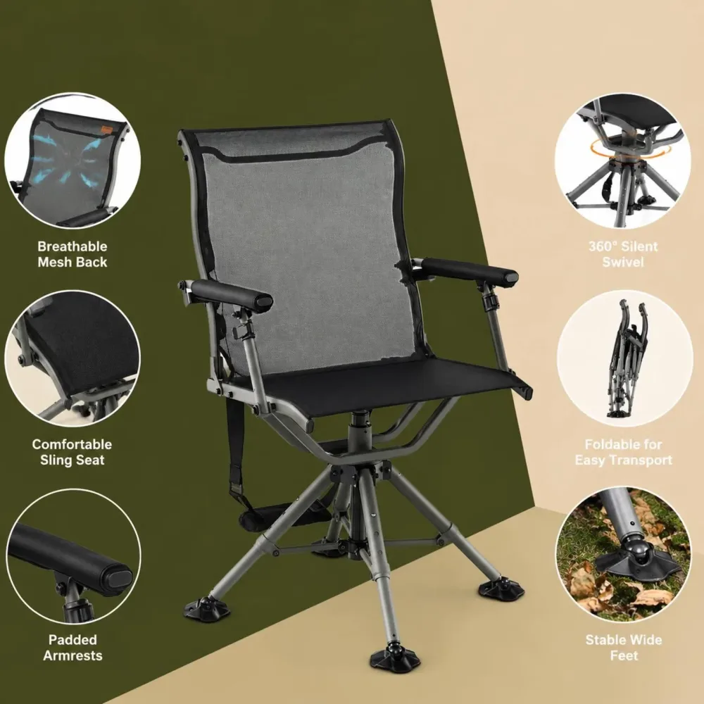 Swivel Hunting adjustable foldable black