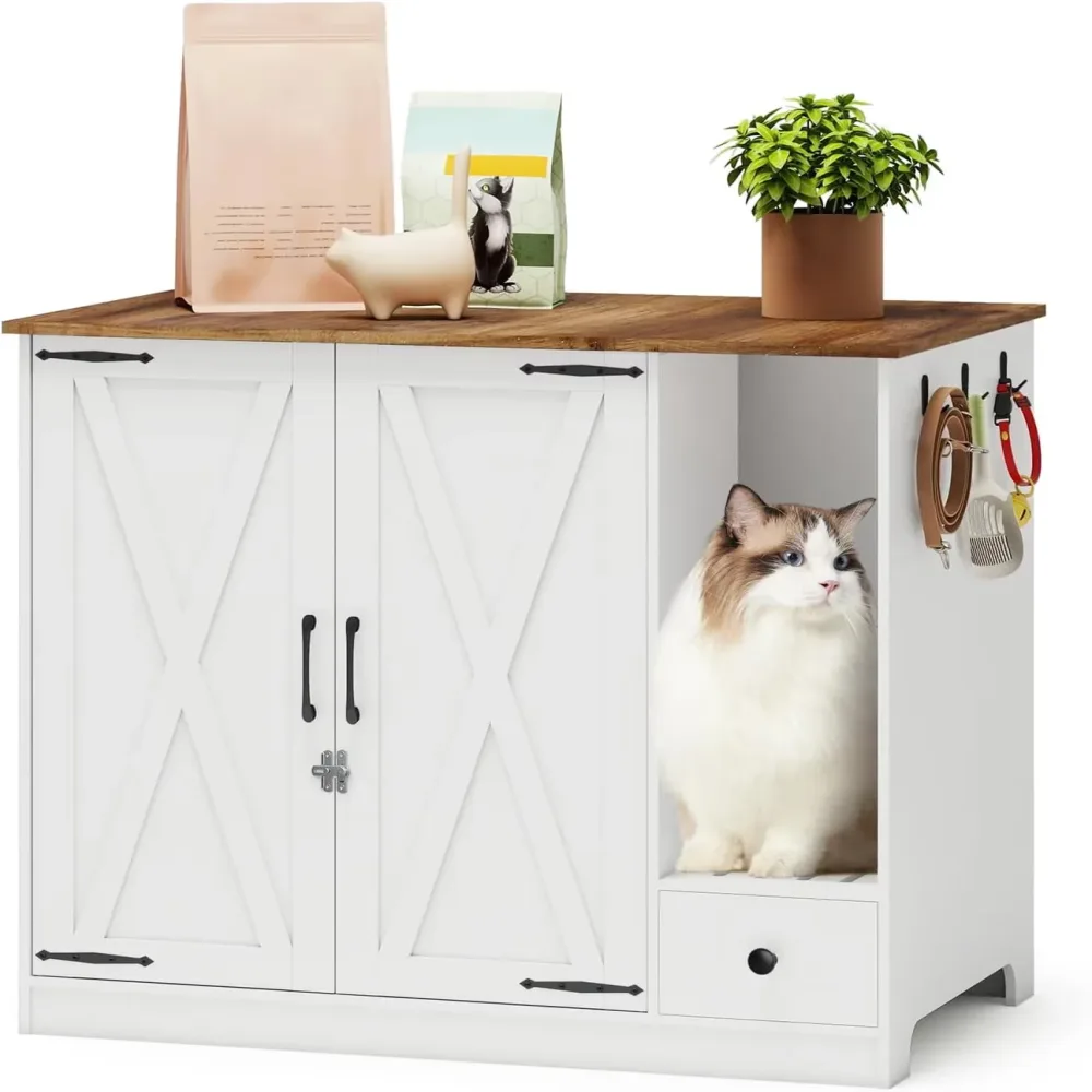 Cat Litter 32" white black