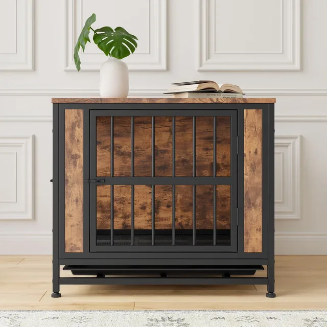 Dog Crate 27.48" adjustable brown