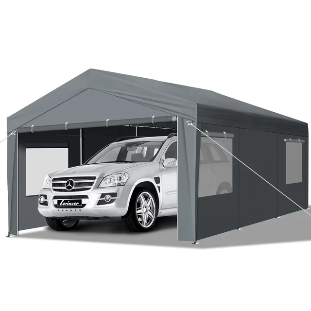 Carport Canopy heavy-duty grey 10 ft