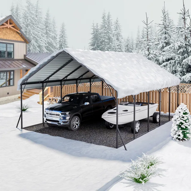 Carport heavy-duty black white