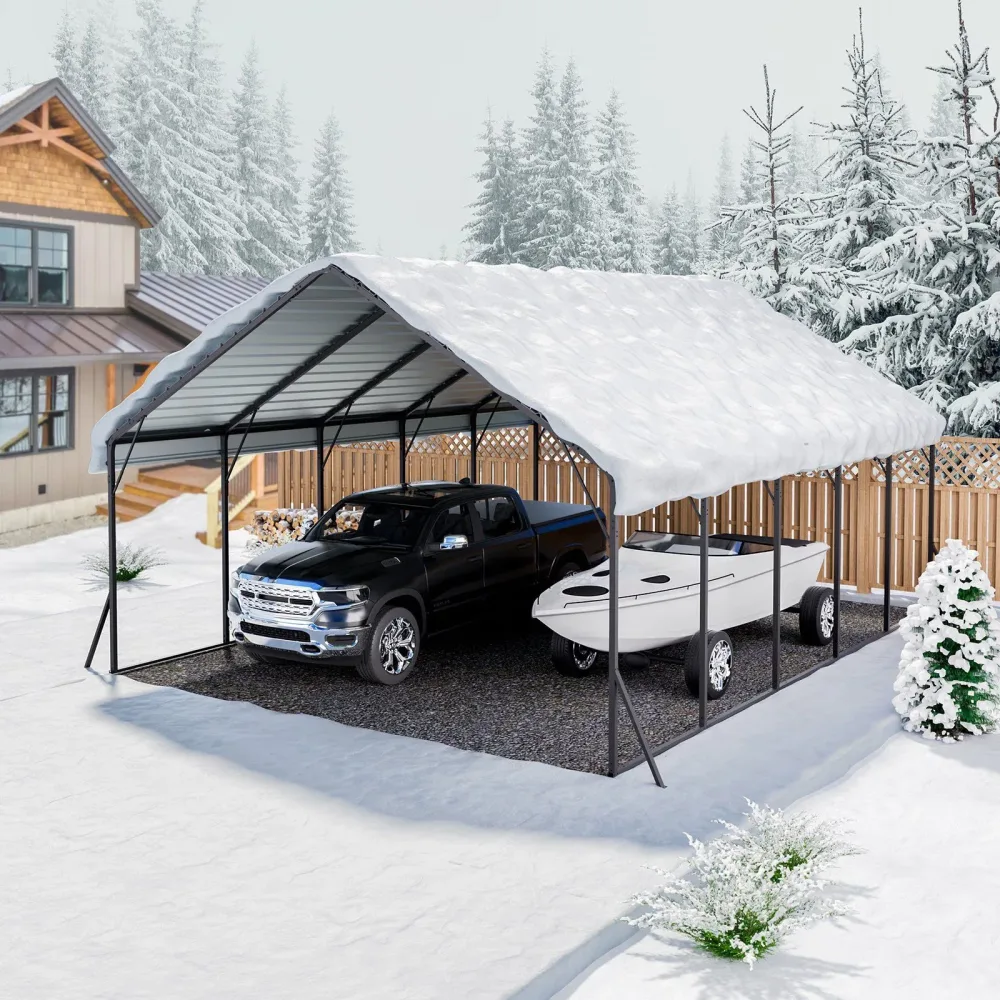 Carport heavy-duty black white