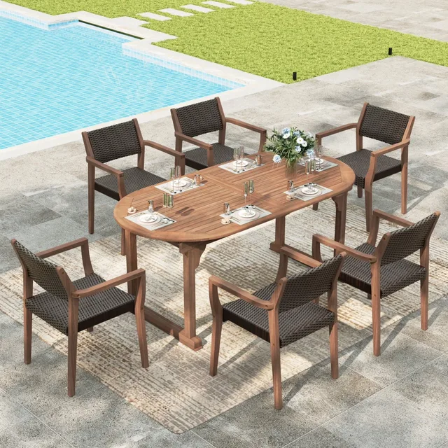 Patio Dining brown 6 person 70.87"