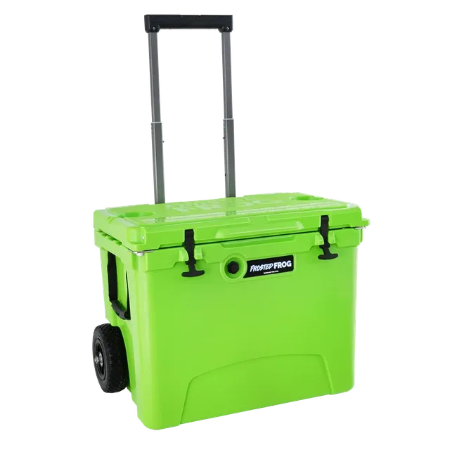 Wheeled Cooler 60 quart telescoping green