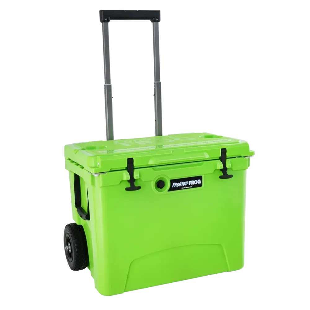 Wheeled Cooler 60 quart telescoping green