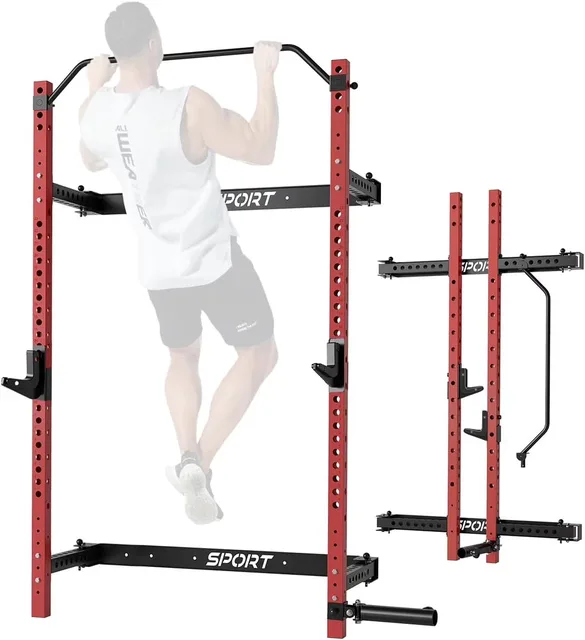 Squat Rack folding heavy-duty red