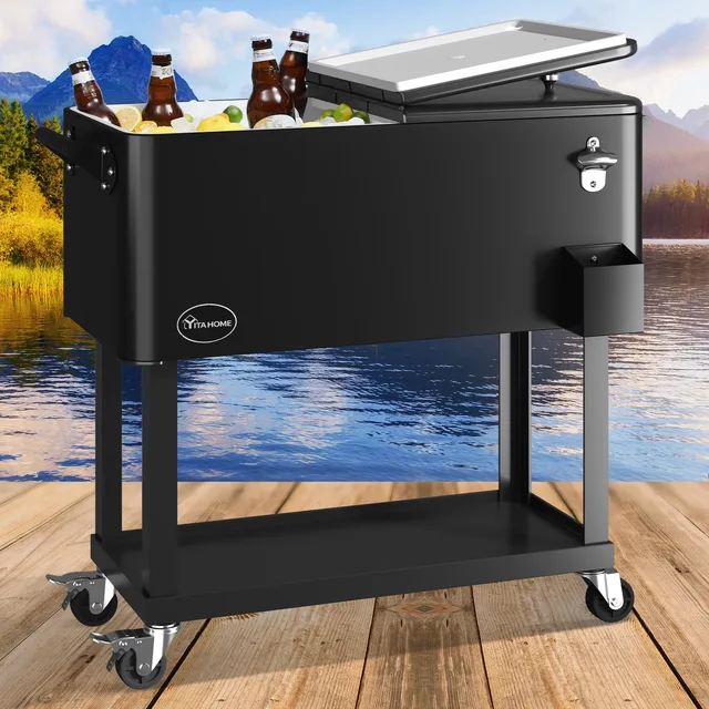 Rolling Cooler 80 quart portable black