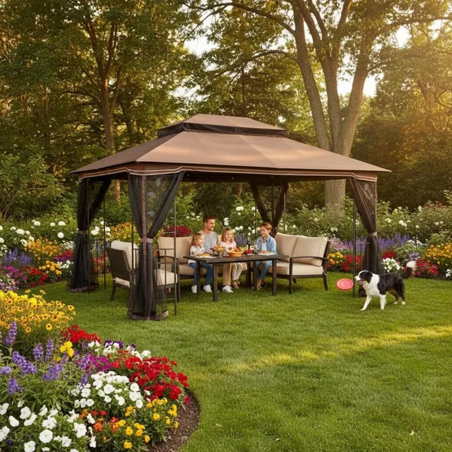 Gazebo Canopy brown 10 ft gray