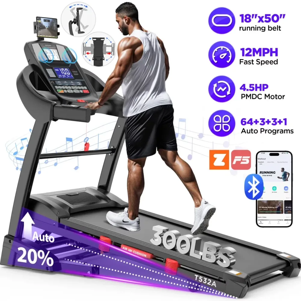 Foldable Treadmill 4.5hp 300lbs