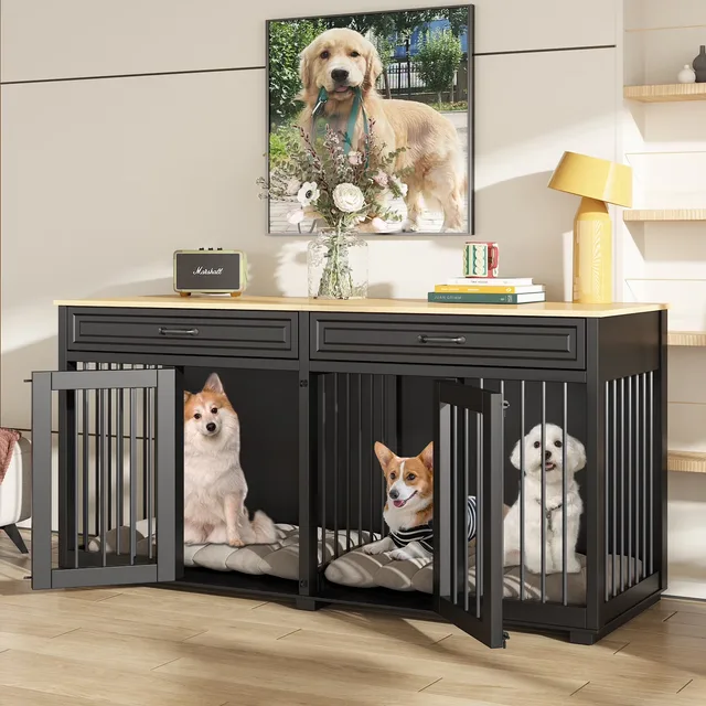 Dog Crate 64.6" black 9 inch