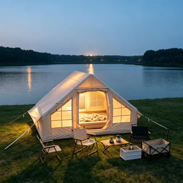Camping Tent waterproof windproof beige