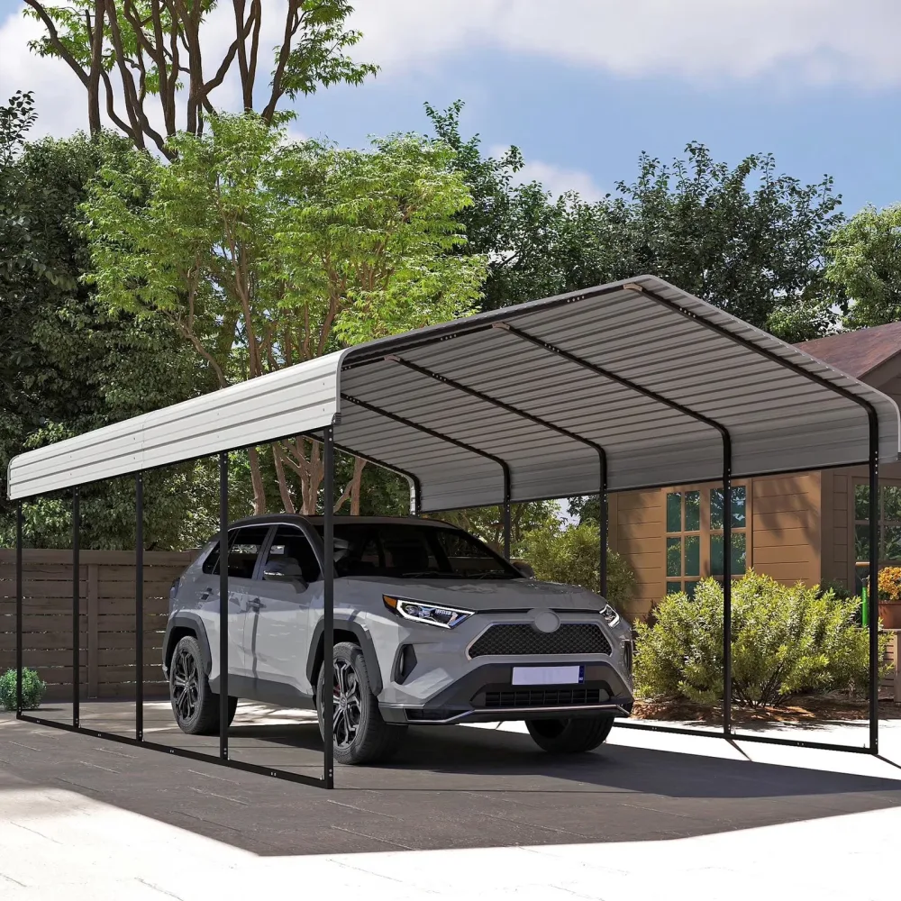 Metal Carport 12' grey white