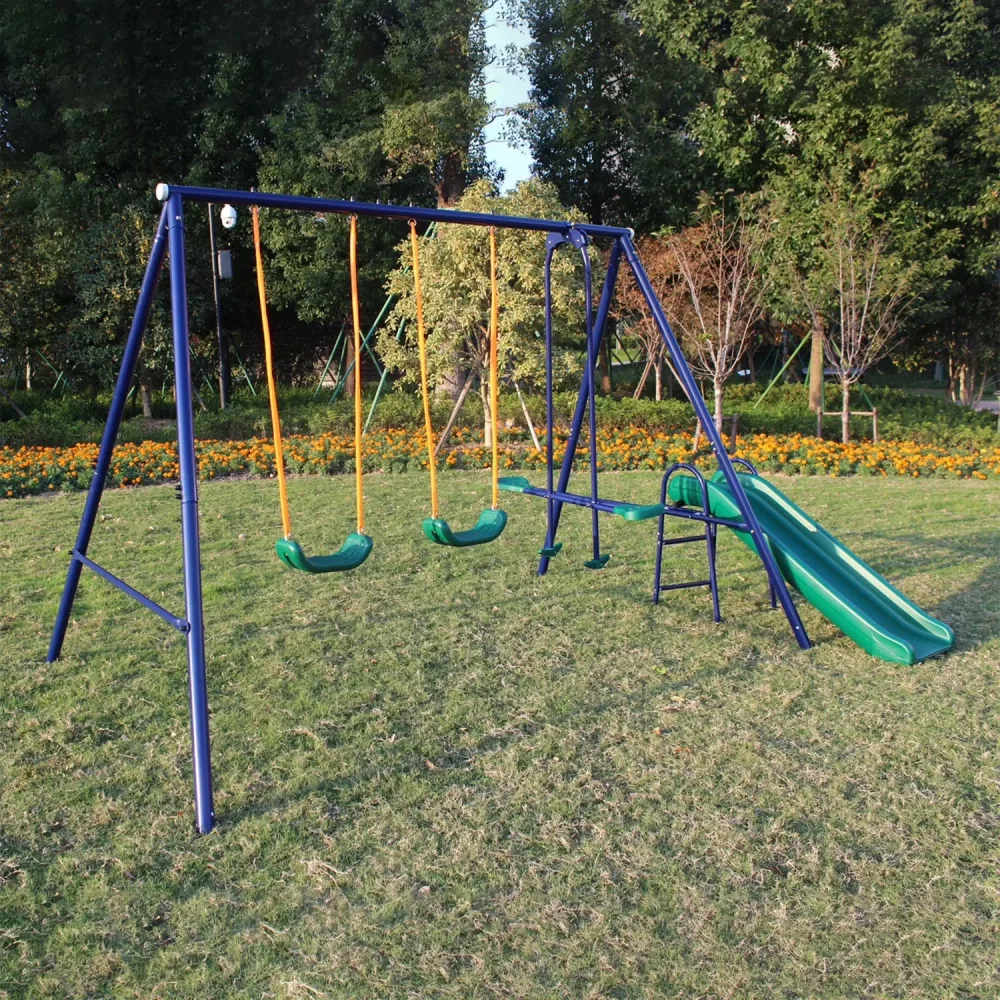 Backyard Play blue green orange