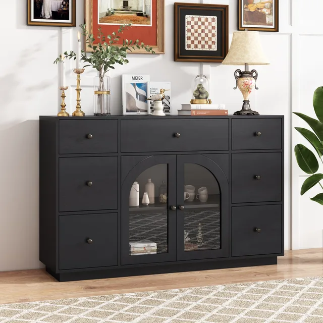 Storage Cabinet 55.1" black 55.10"