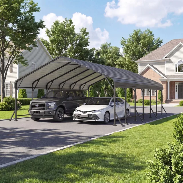 Metal Carport 30 ft black waterproof