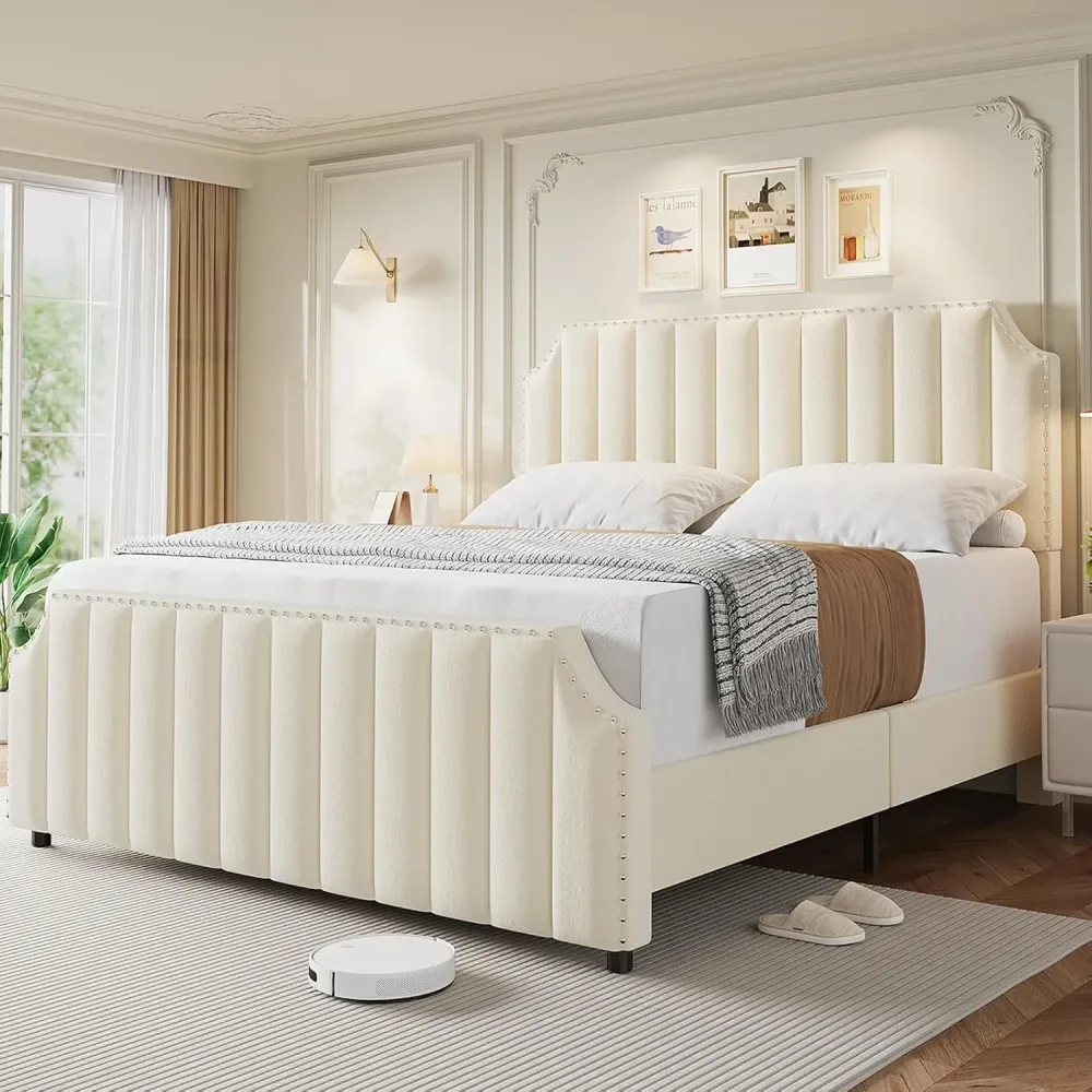 Queen Bed 50.2 in beige 5.3 in
