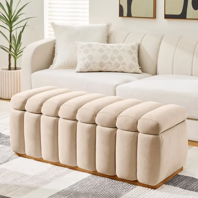 Storage Bench 47.24 in beige 18.9 in