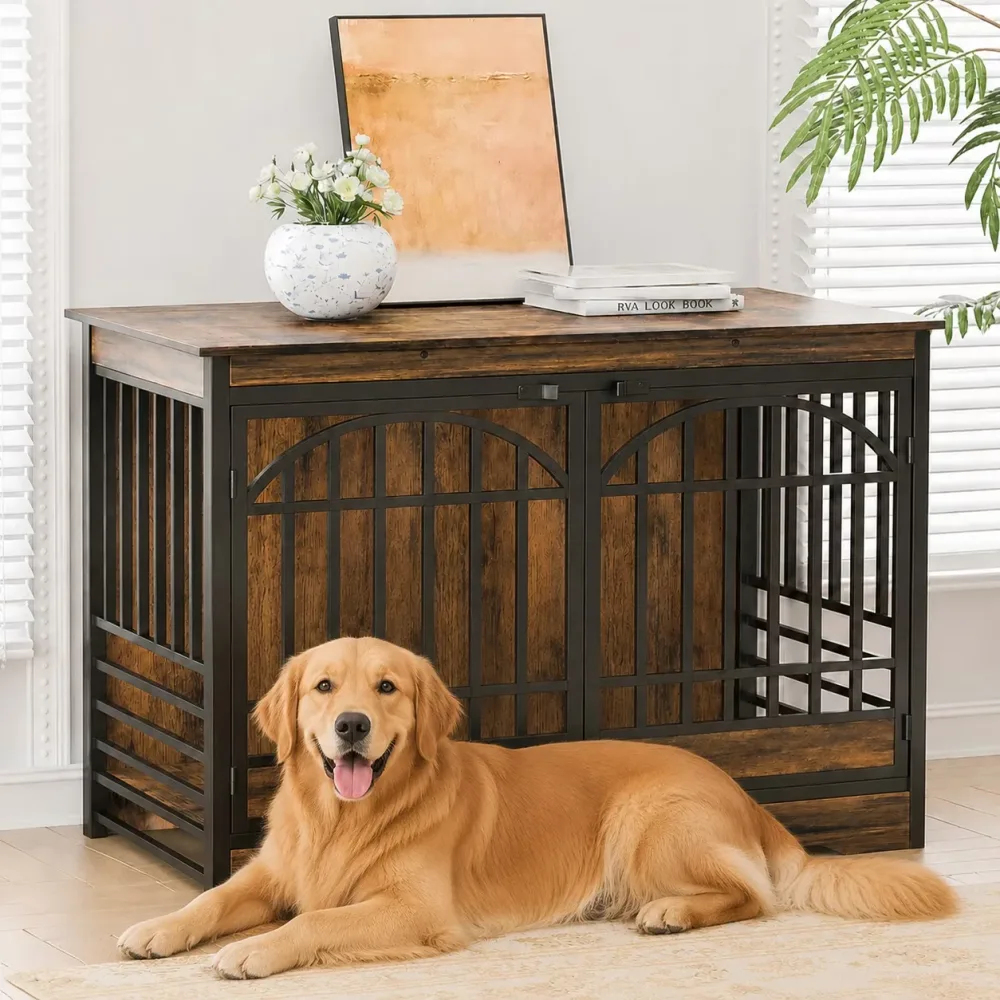 Dog Crate 52 inch white brown