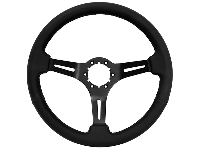 Leather Steering 14 inch 2.5 inch black