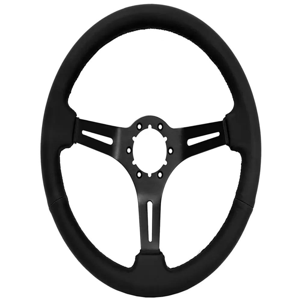 Leather Steering 14 inch 2.5 inch black