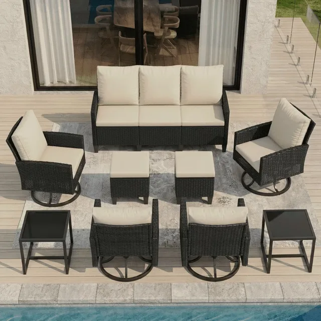 Rattan Patio 9 pack yellow brown