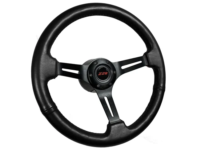 Leather Steering black red 14 inch