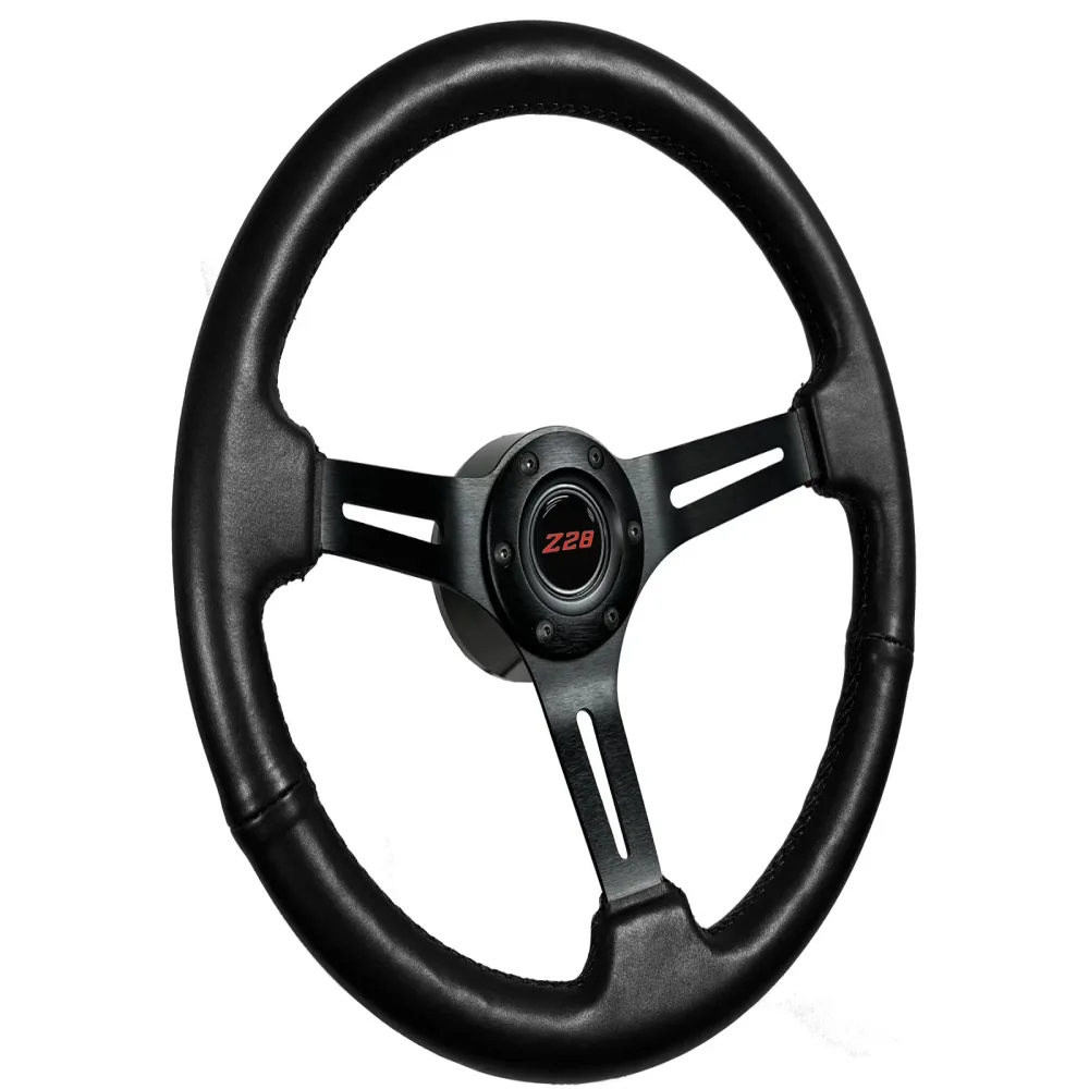 Leather Steering black red 14 inch