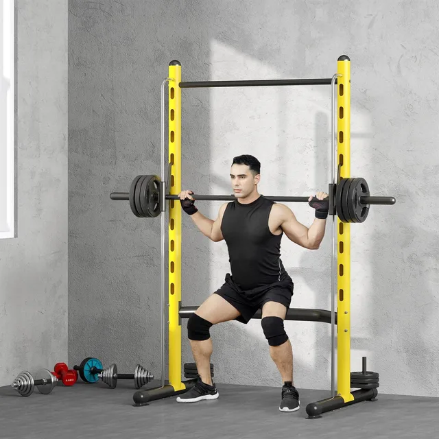 Squat Rack adjustable yellow black