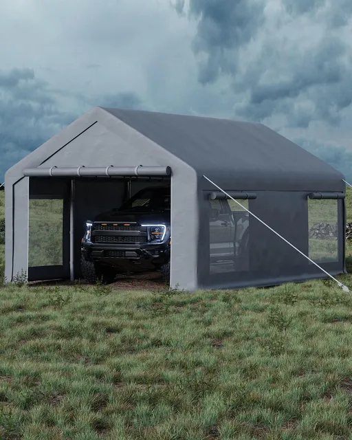 Carport white 4 inch grey