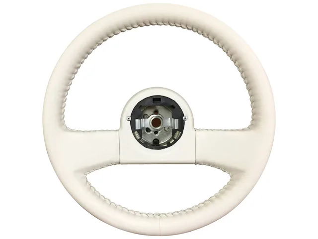 Leather Steering 14 inch white 14"