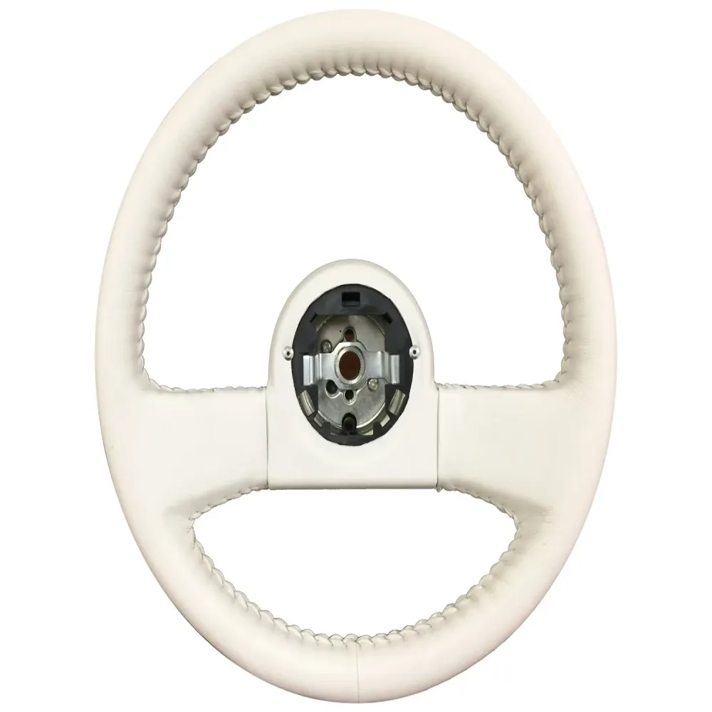 Leather Steering 14 inch white 14"