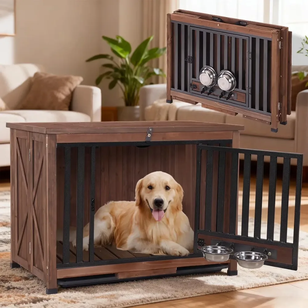 Dog Crate folding white brown