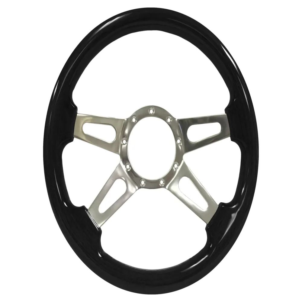 Wood Steering 14 inch 2 inch black