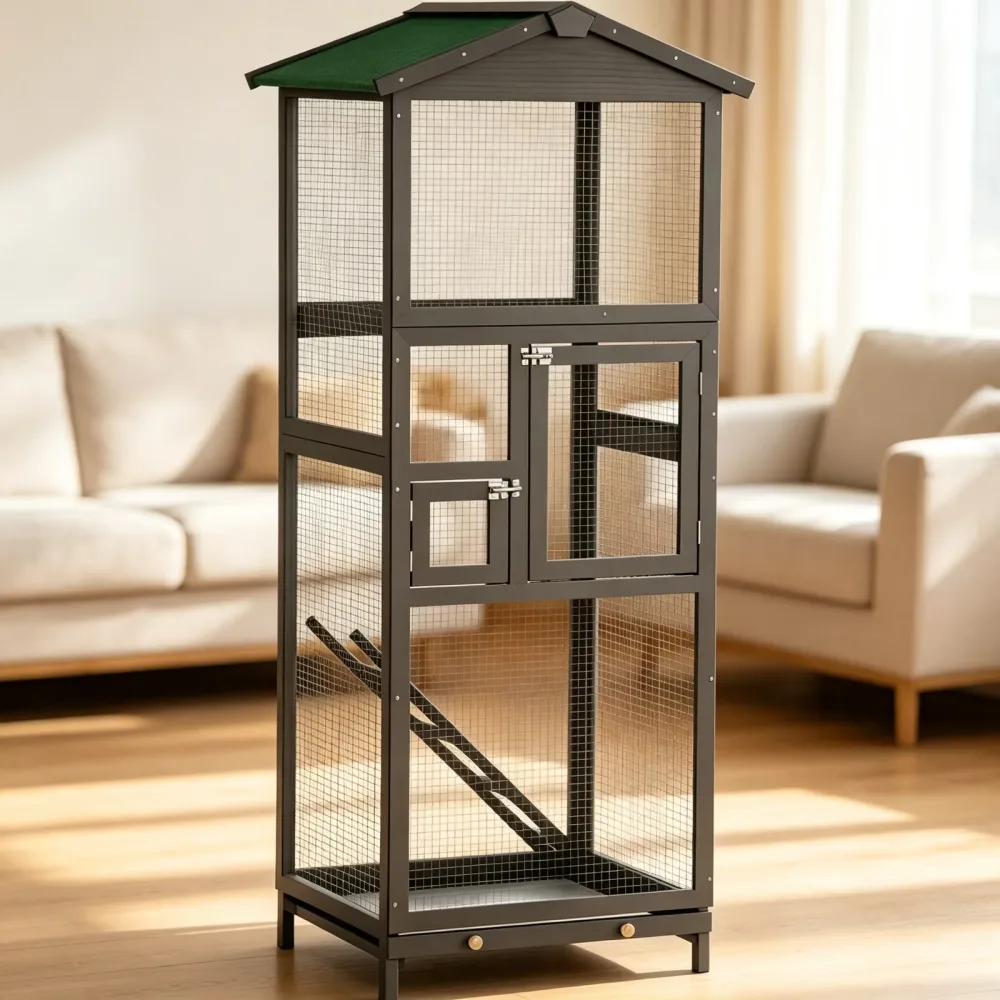 Wooden Bird grey green