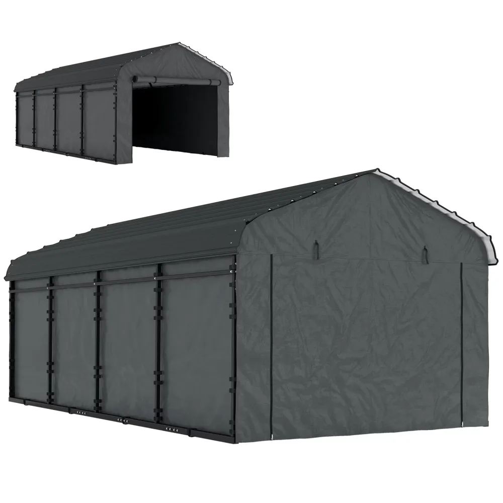 Metal Carport 12 ft 20 ft gray