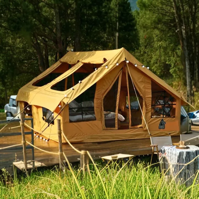 Canvas Camping 2-6 people beige 87 inches