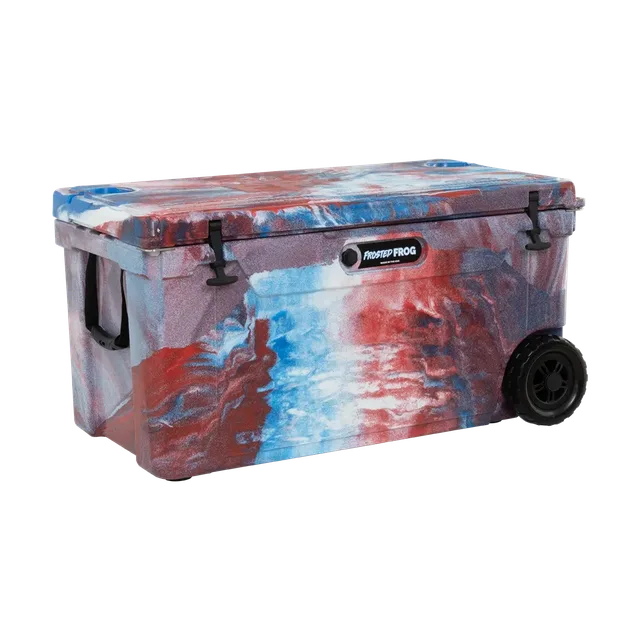 Rolling Cooler 110 quart red white